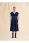  Blue Organic Poplin Elasticated Midi Skirt Lightnavy