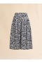  Poplin Midi Skirt With Balck And White Pop Fields Motif Black