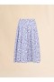  Poplin Midi Skirt With White And Light Blue Pop Fields Motif Blue Lilac