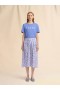  Poplin Midi Skirt With White And Light Blue Pop Fields Motif Blue Lilac