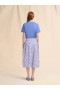  Poplin Midi Skirt With White And Light Blue Pop Fields Motif Blue Lilac