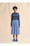 Wide Skirt In Striped Blue Poplin Bluechina