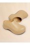  Brown Leather Chunky Clog Sabot Nomad/beige