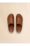  Brown Leather Chunky Clog Sabot Wood