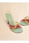 Green Red And Gold Suede And Metallic Leather New Wave Sandal Green/red/gold