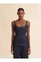  Deep Blue Stretch Denim Trompe L'oeil Tank Top Blublack