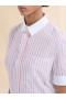  Short Sleeved Red And White Striped Cotton Poplin Shirt