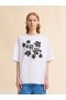  White Cotton T-shirt With Daisy Garden Print Lilywhite