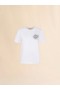  White Cotton T-shirt With Rhinestone Rose Lilywhite
