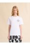  White Cotton T-shirt With Rhinestone Rose Lilywhite