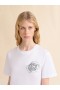  White Cotton T-shirt With Rhinestone Rose Lilywhite