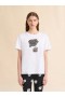  White Cotton T-shirt With Scraped Rose Print Lilywhite