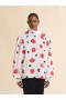  White Poplin Balloon Top With Iris Print Lilywhite