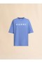  Light Blue Jersey Cotton T-shirt With Marni Scribbled Logo Blue Lilac