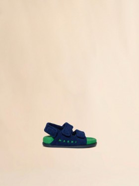  Blue And Green Towelling Triple-strap Fussbett Blue/green