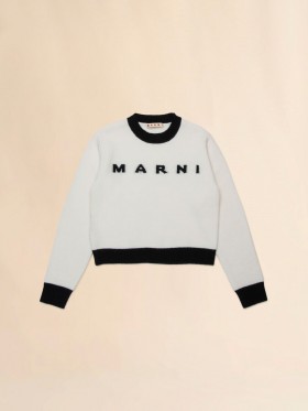  Colorblock Wool-cashmere Blend Crewneck Sweater Natural