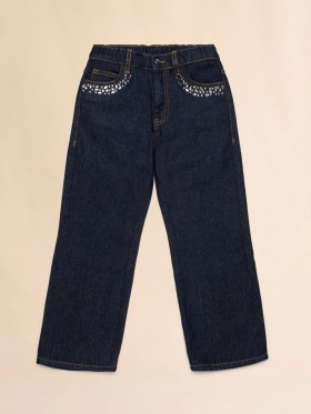  Dark Jeans With Rhinestones Denim