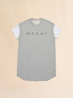  Grey Fleece Dress With Rhinestone Logo Inox Gray Melange