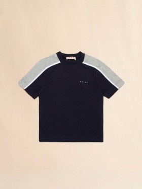  T-shirt With Colorblock Details Bluenavy