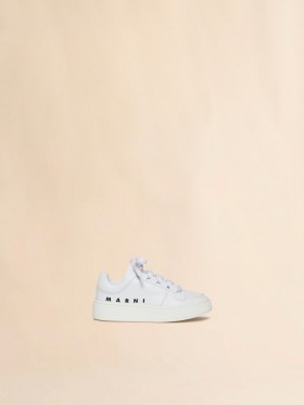  White Leather Low-top Sneaker White/black