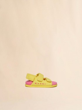  Yellow And Pink Towelling Triple-strap Fussbett Yellow/pink