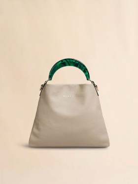  Venice Small Bag In Beige Leather Lightcamel/green