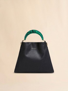  Venice Small Bag In Leather Black/sphericalgreen