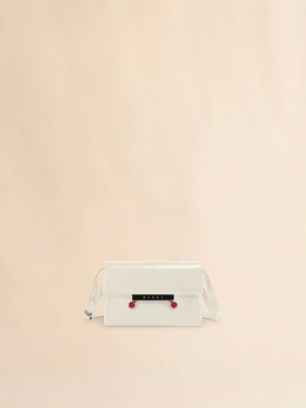  Cream Craquel&eacute; Patent Leather Small Envelope Bag Limestone