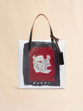  White And Tribeca Tote With Fawn Print Lily White/black/hot Red
