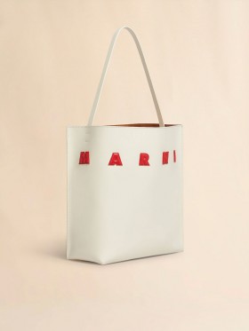  White Leather Museo Medium Hobo Bag With Patches Ivory/lacquer