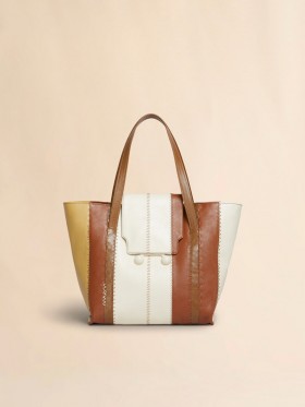  Cream, Brown, And Beige Leather Trunkaroo Medium Bag Butter Cream/moca/winter Wheat