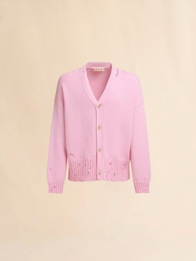  Pink Cotton Cardigan With Marni Symbol Pinkgummy