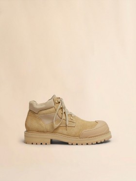  Beige Suede Patchy Combat Boot Goldsand