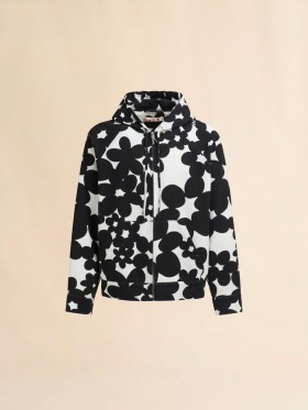  Cotton Hoodie With And White Dillies Print Black