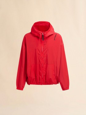  Crinkled Nylon Hooded Jacket Red