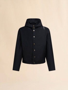  Gabardine Hooded Jacket Black