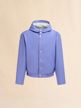  Indigo Gabardine Hooded Jacket Blue Lilac