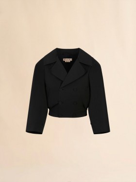  Poplin Double-breasted Jacket Black