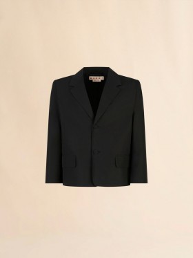  Poplin Single-breasted Boxy Jacket Black