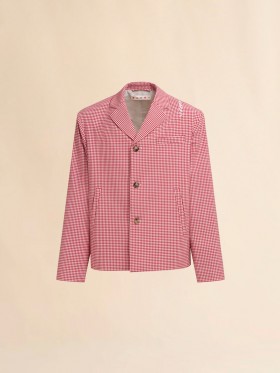  Red And White Gingham Wool Jacket Lacquer