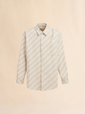  Boxy Beige Denim Shirt Bone