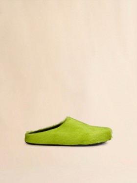  Green Long Haircalfskin Fussbett Sabot Lightlime
