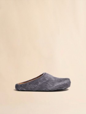  Grey Long-hair Calfskin Fussbett Sabot Mercury