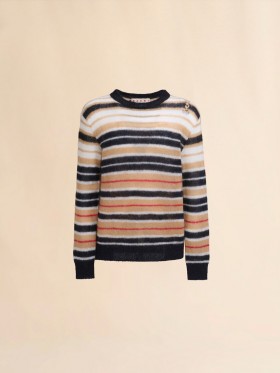  Beige Striped Brushed Mohair Jumper Winterwheat