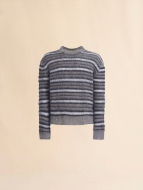  Grey Striped Mohair Jumper Antique Silver