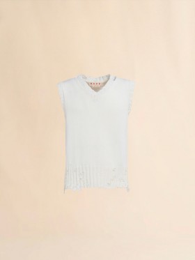  White Cotton V-neck Vest Lilywhite