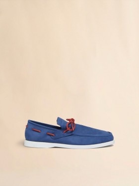  Blue Nubuck Boat Loafer Leaden Blue