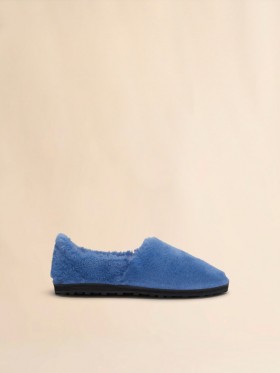  Blue Slip-on Loafer In Faux Fur Bluette