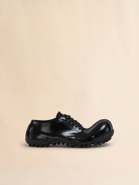  Patent Leather Wave Lace Up Black