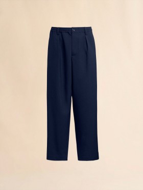  Blue Cropped Trousers In Tropical Wool Blublack